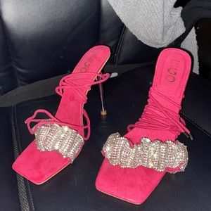 EGO Pink Lace Up Heels Size 9